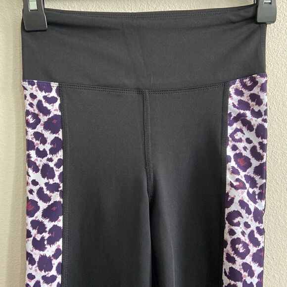 Aurique Brand High Waist Legging Mesh Panels & Black with White trim NWOT Sz Xs - Picture 4 of 11